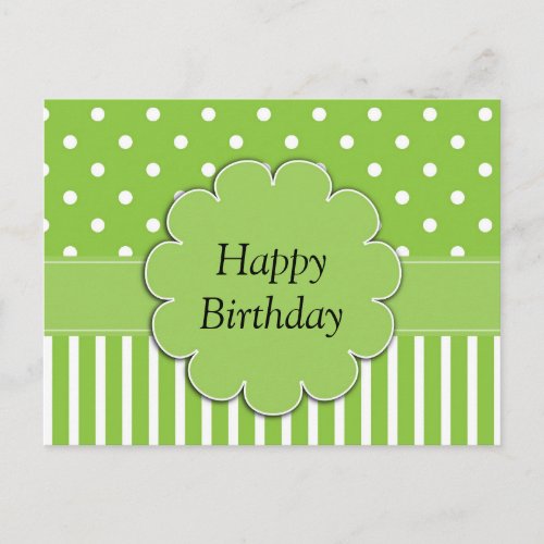 Happy Birthday _ Chartreuse and White design Postcard