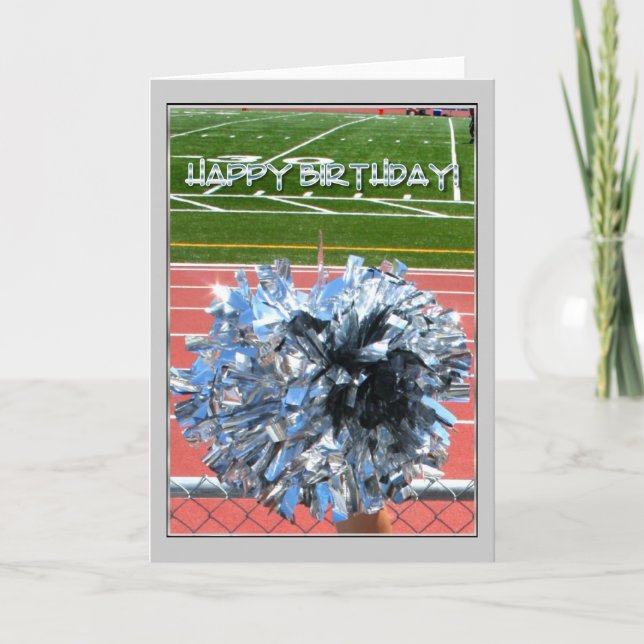Happy Birthday Cheer pom pom Card (Front)