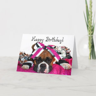 Happy Birthday Cheerleader Boxer greeting card