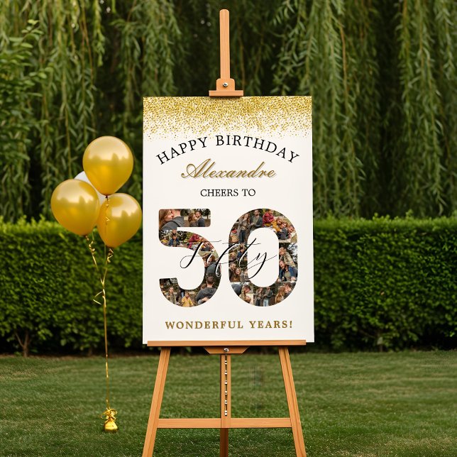 Happy Birthday Cheers To 50 Years Photo Collage Foam Board (Happy Birthday Cheers To 50 Years Photo Collage Foam Board)