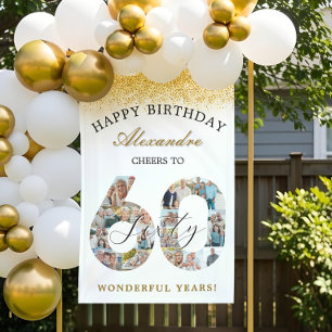 Happy Birthday Cheers To 60 Years Photo Collage Banner