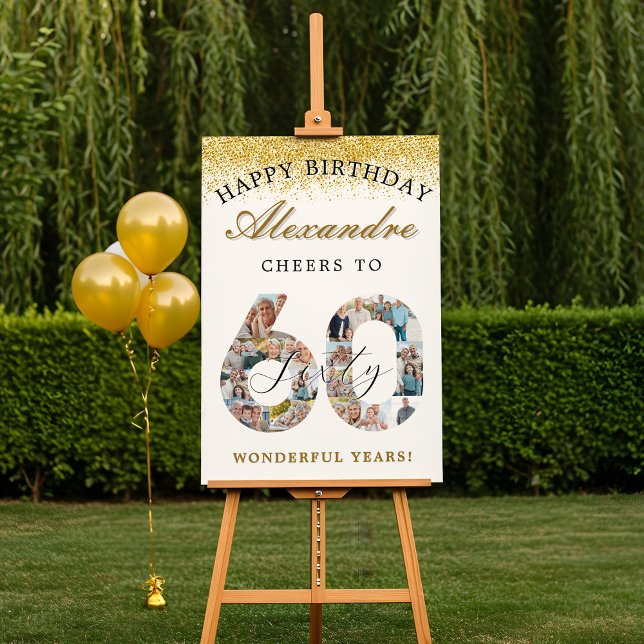 Happy Birthday Cheers To 60 Years Photo Collage Foam Board (Happy Birthday Cheers To 60 Years Photo Collage Foam Board)