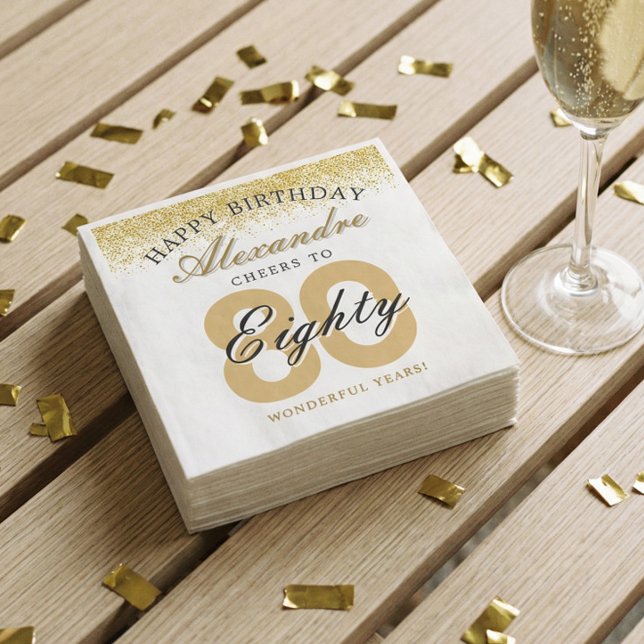 Happy Birthday Cheers To 80 Years Celebration Napkins (Happy Birthday Cheers To 80 Years Celebration Napkins)