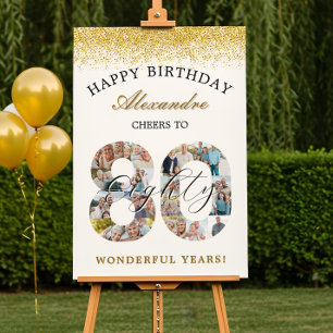 Happy Birthday Cheers To 80 Years Photo Collage Foam Board
