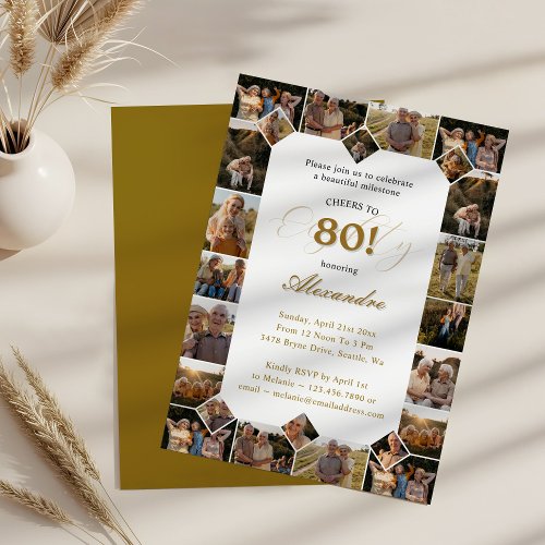 Happy Birthday Cheers To 80 Years Photo Collage