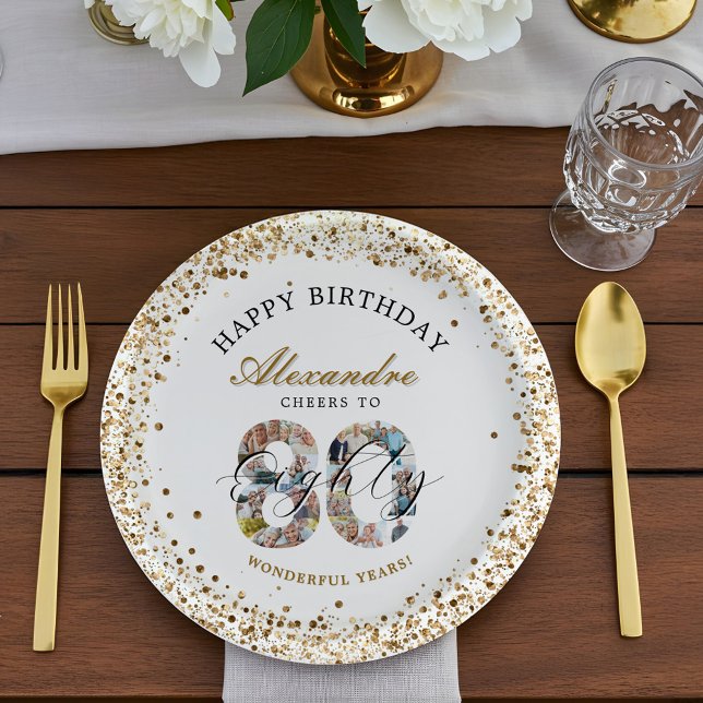  Happy Birthday Cheers To 80 Years Photo Collage Paper Plates (Happy Birthday Cheers To 80 Years Photo Collage Paper Plates)