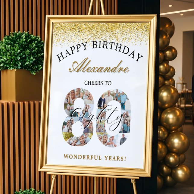 Happy Birthday Cheers To 80 Years Photo Collage Poster (Happy Birthday Cheers To 80 Years Photo Collage Poster)