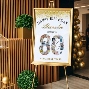 Happy Birthday Cheers To 80 Years Photo Collage Poster