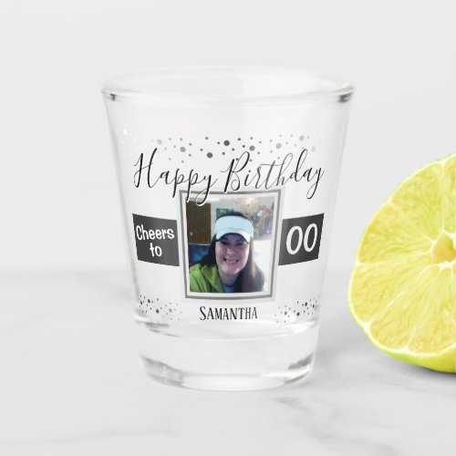 Happy Birthday Cheers to Any Year Photo Shot Glass