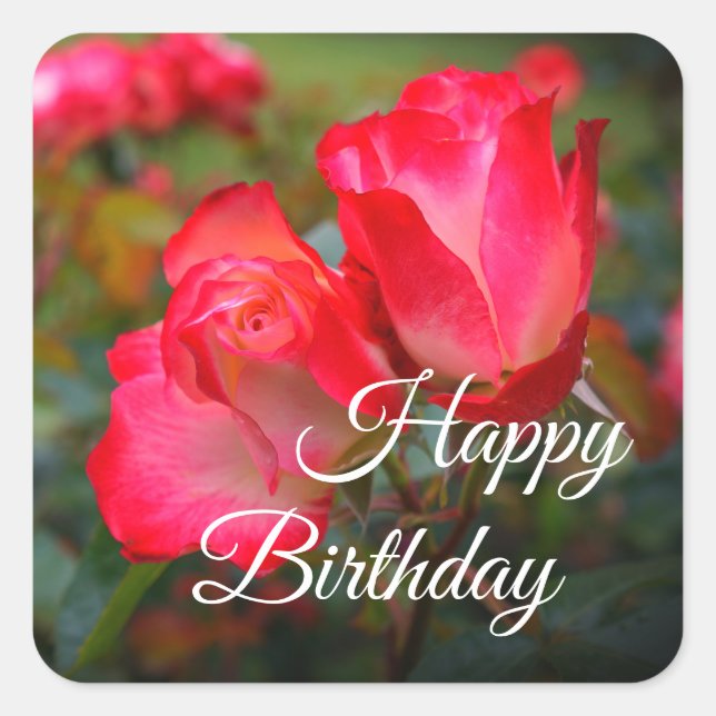 Happy Birthday Cherry Parfait Rose #4-2 Stickers (Front)