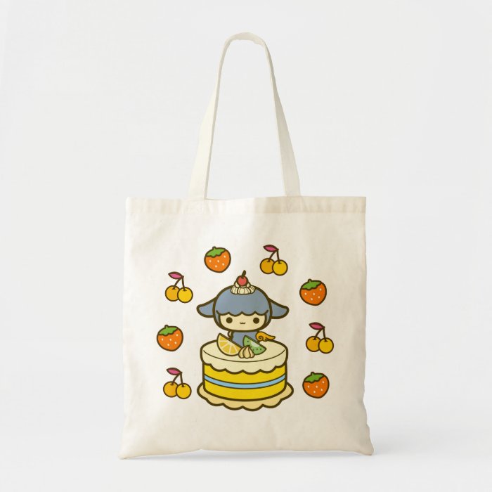 Happy Birthday cherry strawberry cream cake kawaii Canvas Bags