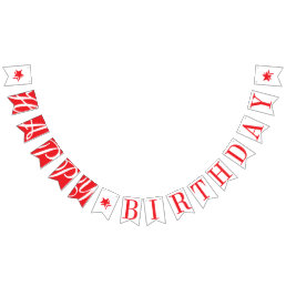HAPPY BIRTHDAY Chic Red And White Bunting Flags