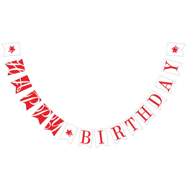 HAPPY BIRTHDAY Chic Red And White Bunting Flags (All)