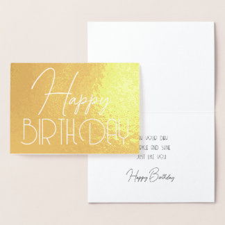 Happy Birthday Chic Script Minimalist Glam Foil Card