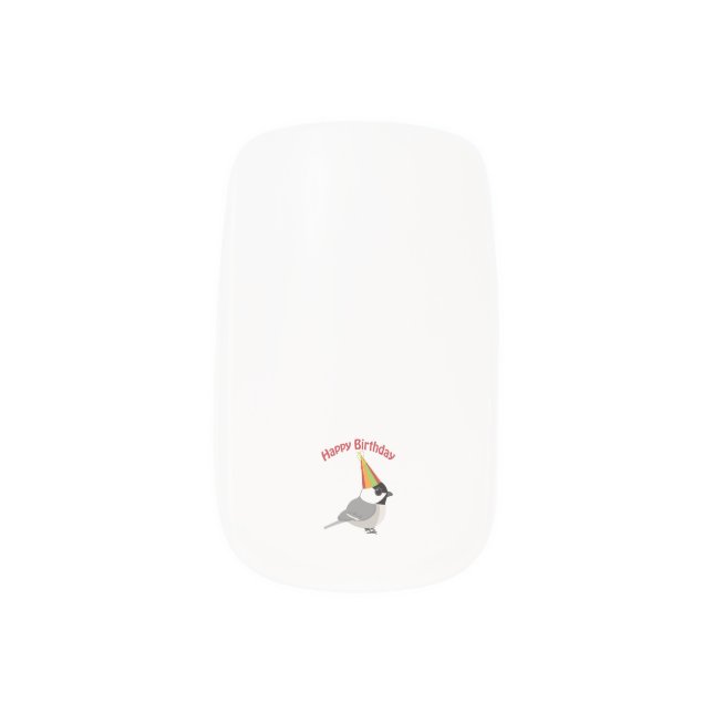 Happy Birthday Chickadee Minx Nail Art (Right Thumb)