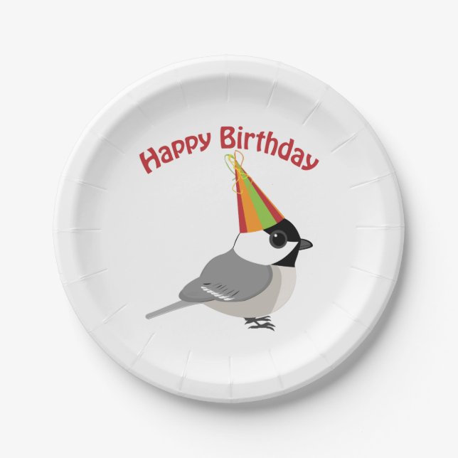 Happy Birthday Chickadee Paper Plates (Front)