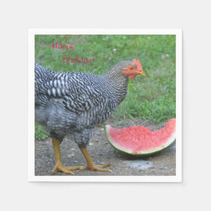 Happy Birthday Chicken Loves Watermelon Paper Napkins
