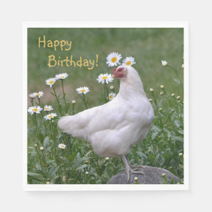 Happy Birthday Chicken With Daisies Napkins