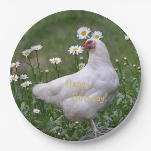 Happy Birthday Chicken With Daisies Paper Plates