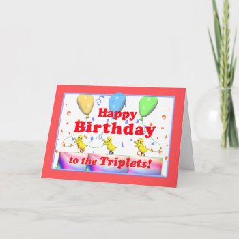 Happy Birthday Chickens For Triplets Card by Peerdrops at Zazzle