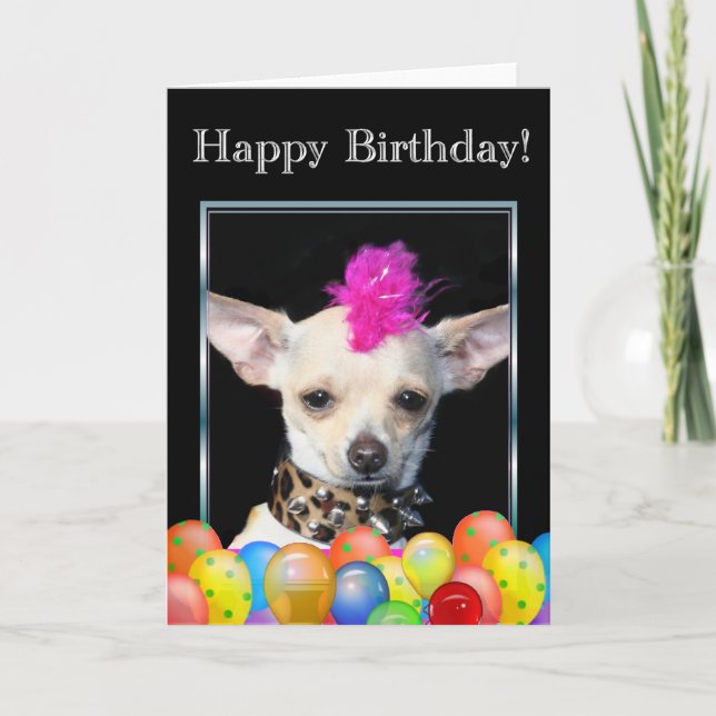Happy Birthday Chihuahua Punk Greeting card (Front)