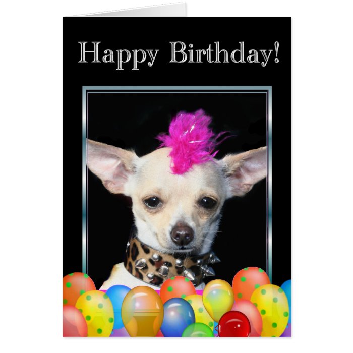 Happy Birthday Chihuahua Punk Greeting card