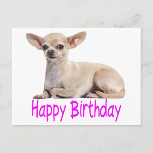 Happy Birthday Chihuahua Puppy Dog Purple Verse Postcard