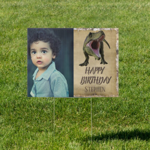 Happy Birthday Child Custom Tyrannosaurus Dinosaur Sign