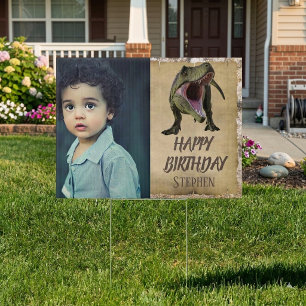 Happy Birthday Child Custom Tyrannosaurus Dinosaur Sign