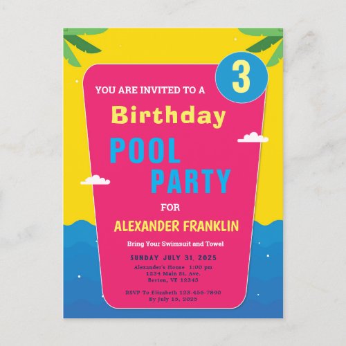 Happy Birthday Child Kids Girl Boy Age Personalize Invitation Postcard