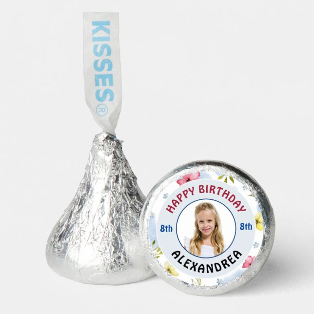 Happy Birthday Child Photo Floral Personalize Hershey®'s Kisses® (Front)