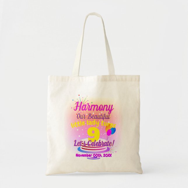 Happy Birthday (Child's Name / Age - Editable ) Tote Bag (Front)