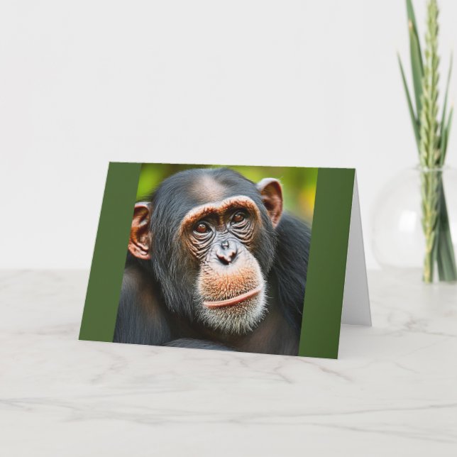 Happy Birthday Chimp Letterpress Thank You Card (Front)