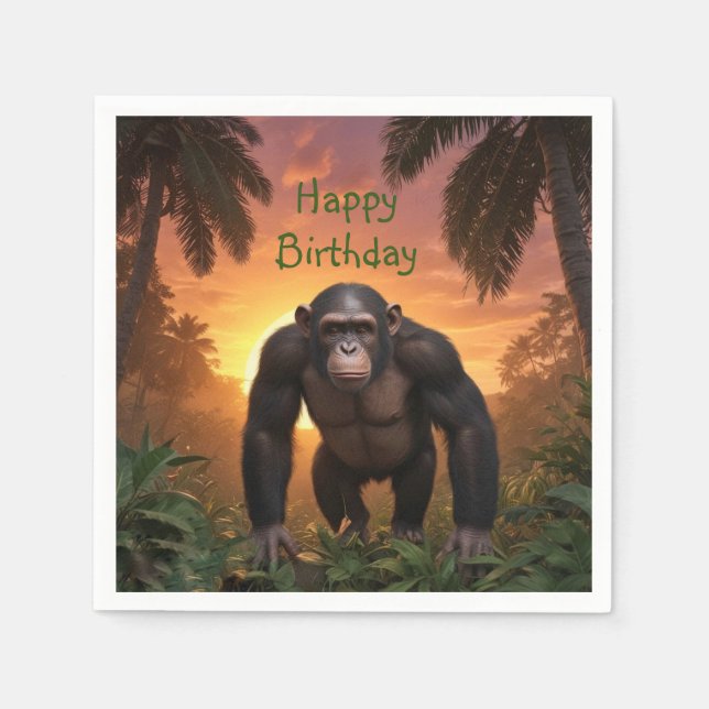 Happy Birthday Chimp Napkins (Front)