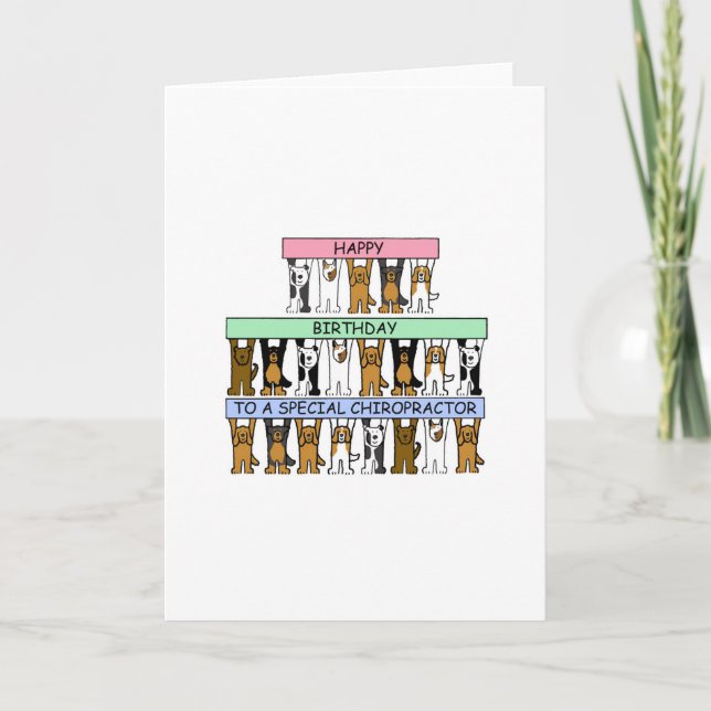 Happy Birthday Chiropractor Cartoon Dogs Card (Front)