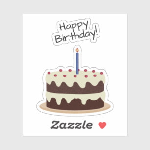 Happy Birthday Chocolate and Vanilla Cake Contour Sticker