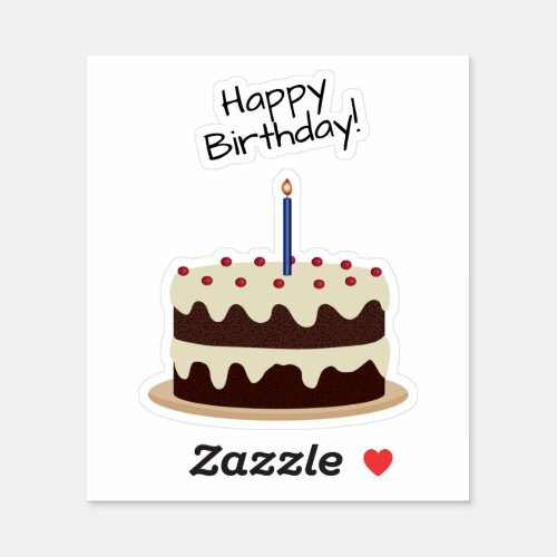 Happy Birthday Chocolate and Vanilla Cake Contour Sticker