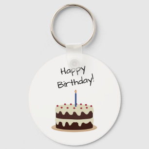 Happy Birthday Chocolate and Vanilla Cake Keychain