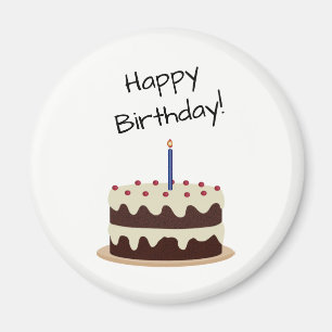 Happy Birthday Chocolate and Vanilla Cake Magnet