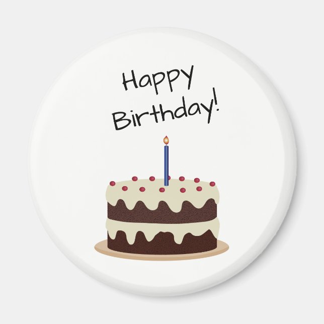 Happy Birthday Chocolate and Vanilla Cake Magnet (Front)