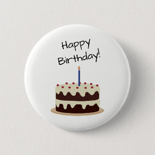 Happy Birthday Chocolate and Vanilla Cake Pinback Button