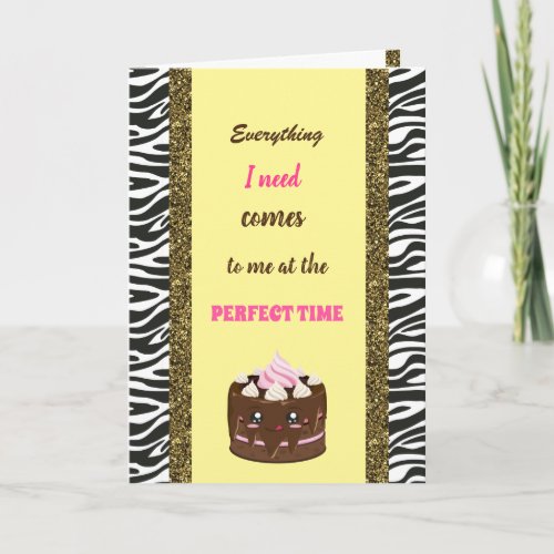 Happy birthday chocolate cake and Affirmation Card