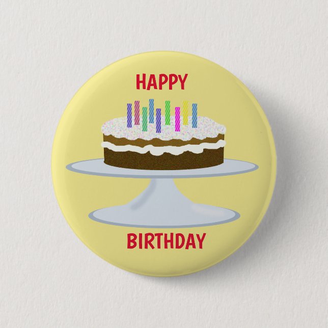 Happy birthday chocolate cake and candles button (Front)