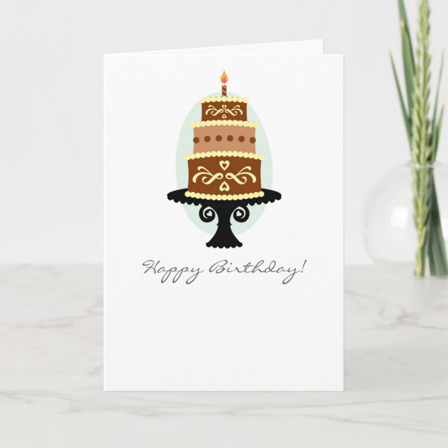 Happy Birthday Chocolate Cake Card (Front)