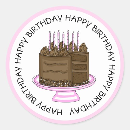 Happy Birthday Chocolate Cake Classic Round Sticker