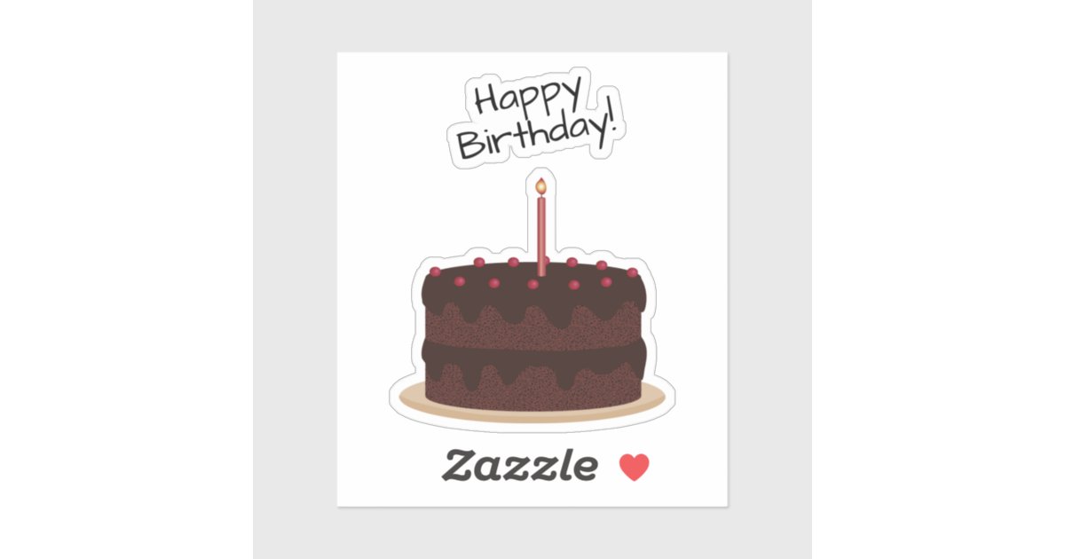 Happy Birthday Chocolate Cake Contour Sticker Zazzle Com