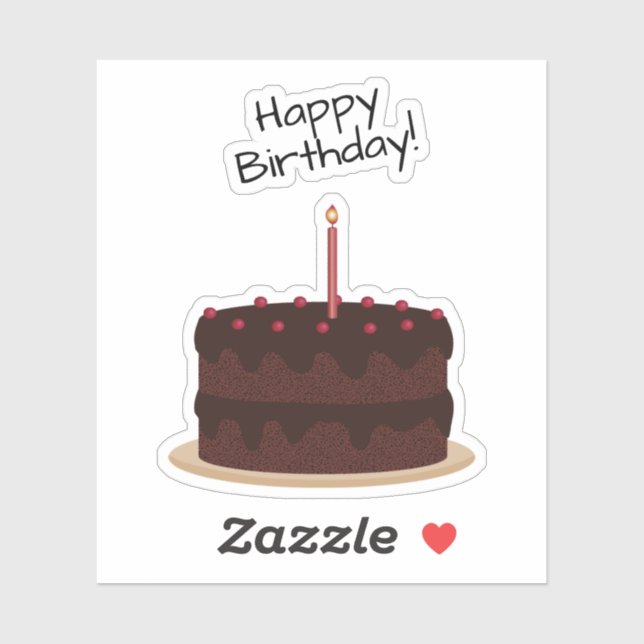Happy Birthday Chocolate Cake Contour Sticker (Sheet)