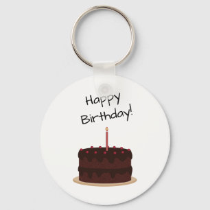 Happy Birthday Chocolate Cake Keychain