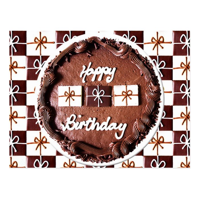 "Happy Birthday" Chocolate Cake Post Card