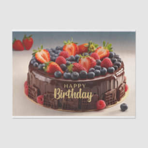 Happy Birthday Chocolate Fruit Cake Tissue Paper